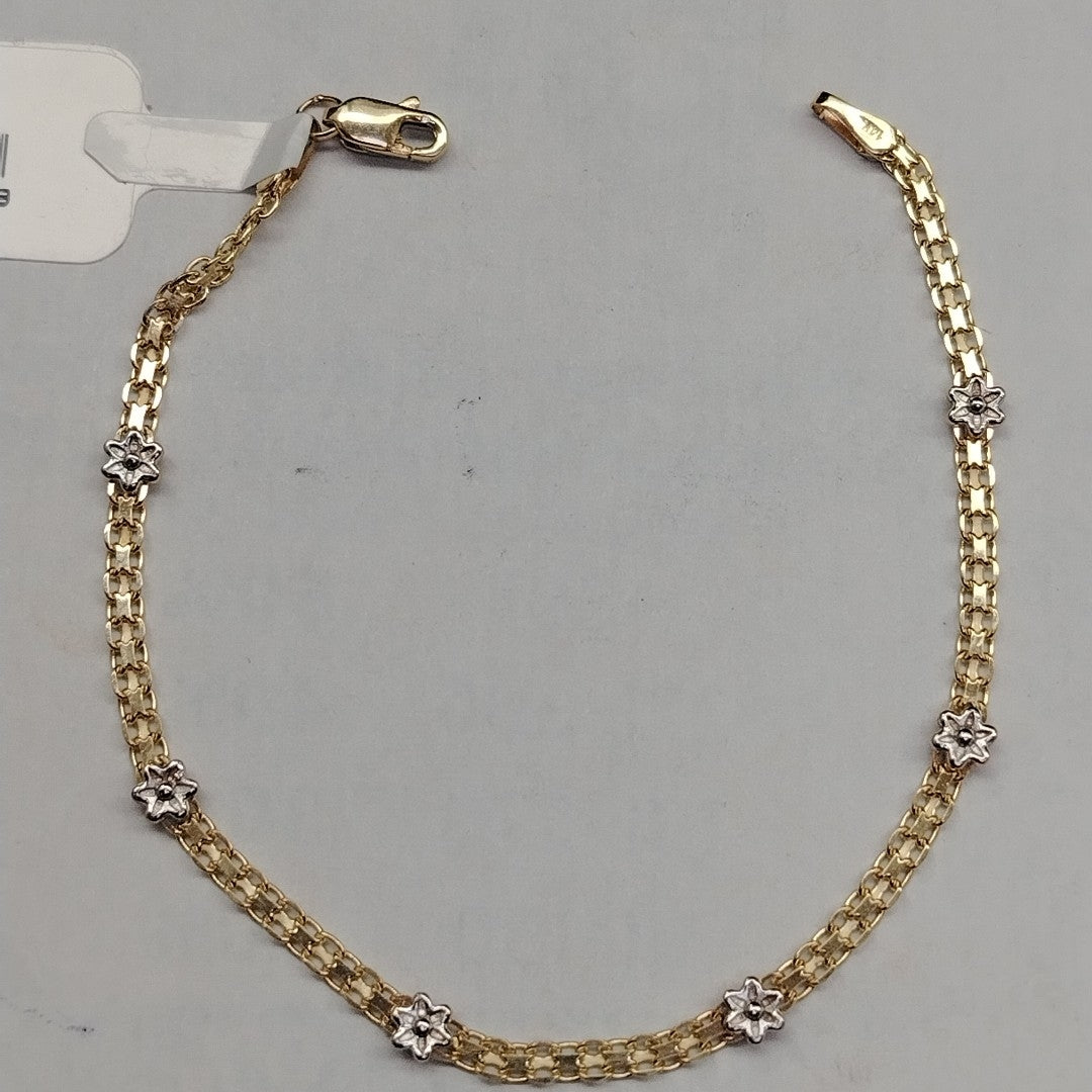 PULSERA ESPECIAL C FLORES 14K 18 CM 2.9 GR (NUEVO)
