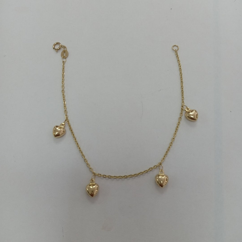 PULSERA ESP CON FIG CORAZONES 14K 18 CM 1.9 GR (NUEVO)