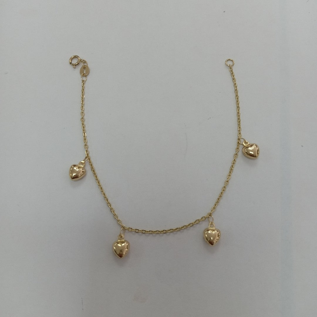 PULSERA ESP CON FIG CORAZONES 14K 18 CM 1.9 GR (NUEVO)