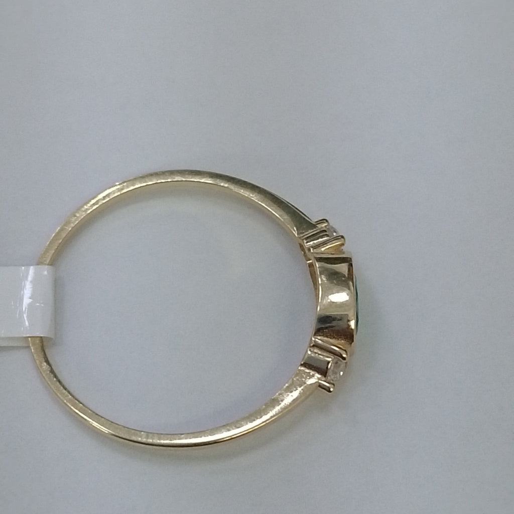 ANILLOS TEJIDO ANILLITO C CIRCONIAS Y PIEDRA VERDE 14K 8 1.2 GR (NUEVO)