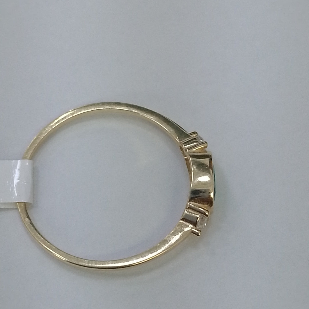 ANILLOS TEJIDO ANILLITO C CIRCONIAS Y PIEDRA VERDE 14K 8 1.2 GR (NUEVO)