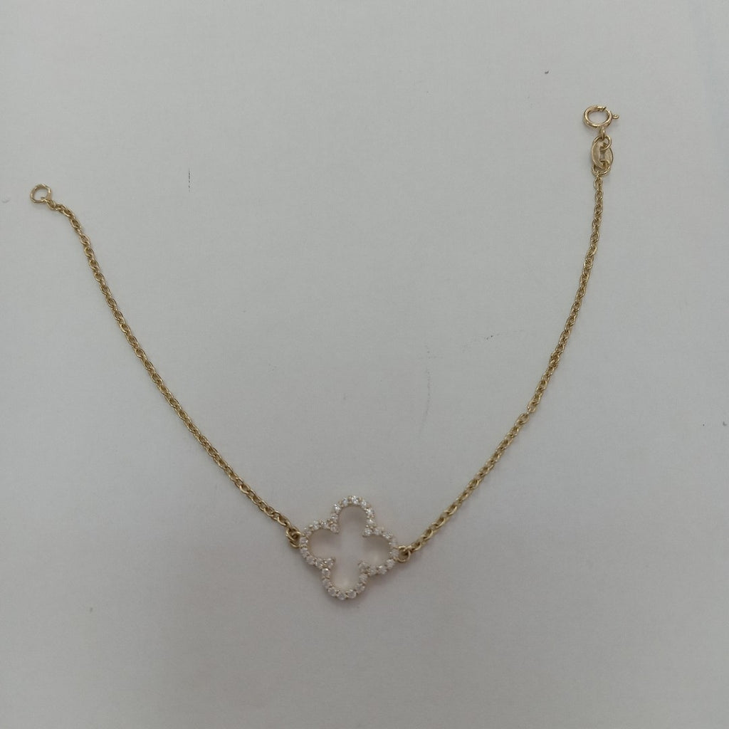 PULSERA TEJIDO ESPECIAL C CIRCONIAS 14K 18 CM 1.8 GR (NUEVO)
