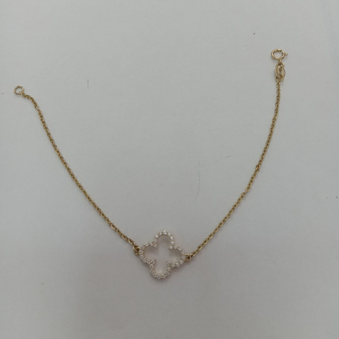 PULSERA TEJIDO ESPECIAL C CIRCONIAS 14K 18 CM 1.8 GR (NUEVO)