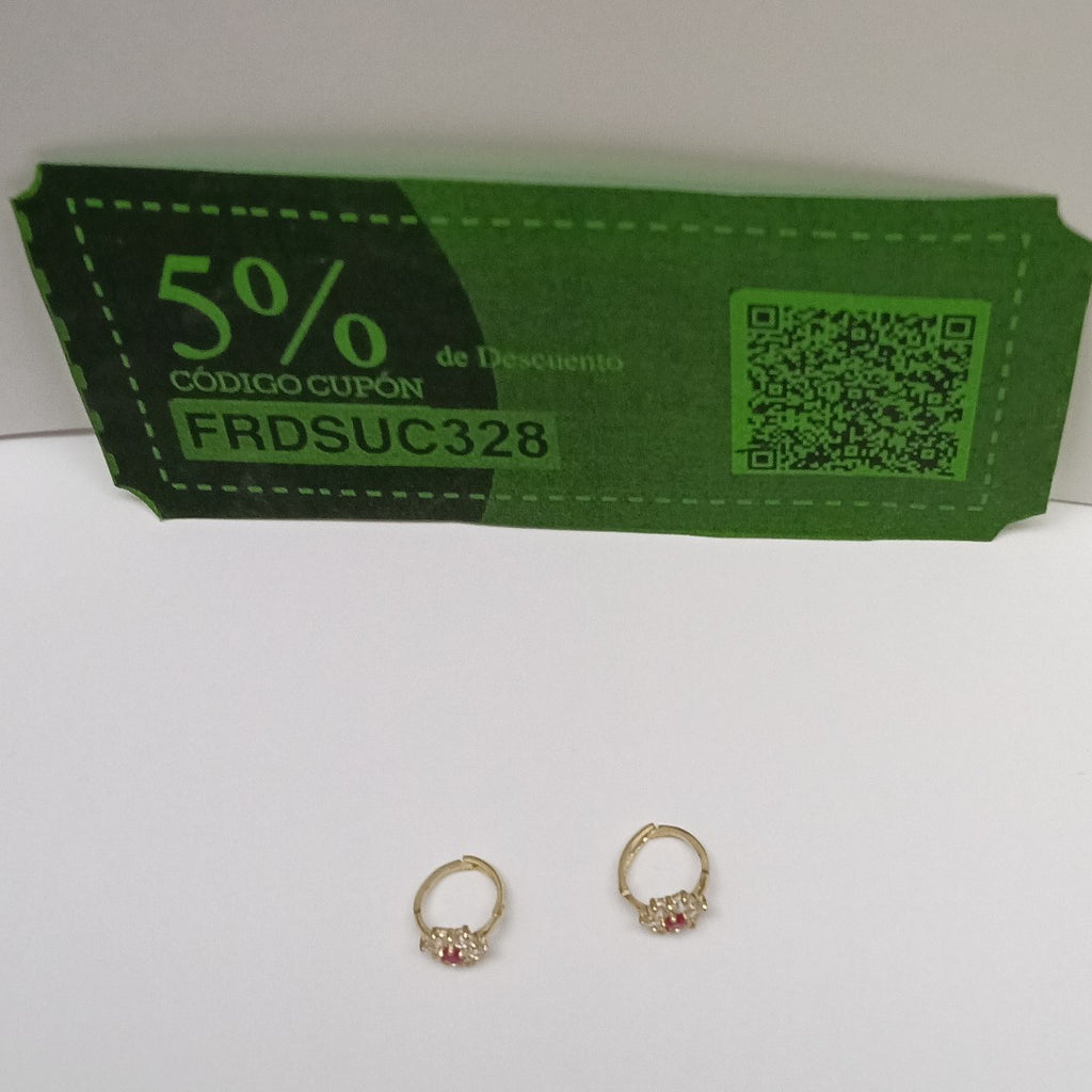 ARETES HUGGIES CON CIRCONIAS Y PIEDRA DE COLOR 14K 1.7 GR (NUEVO)