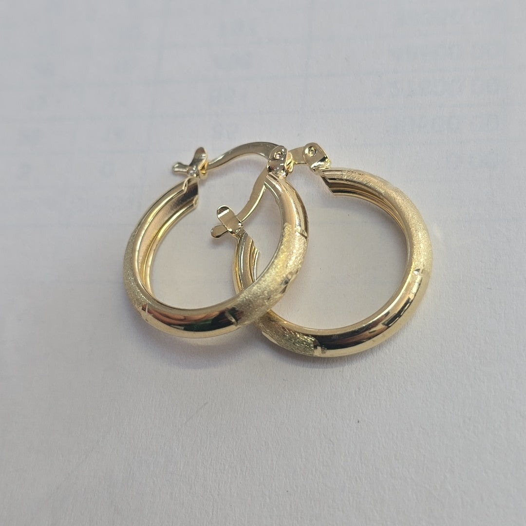 ARETES TEJIDO ARRACADA SATINADA 14K 2.6 GR (NUEVO)