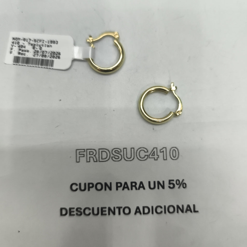 ARETES TEJIDO ARRACADAS LISAS 14K 2.1 GR (NUEVO)