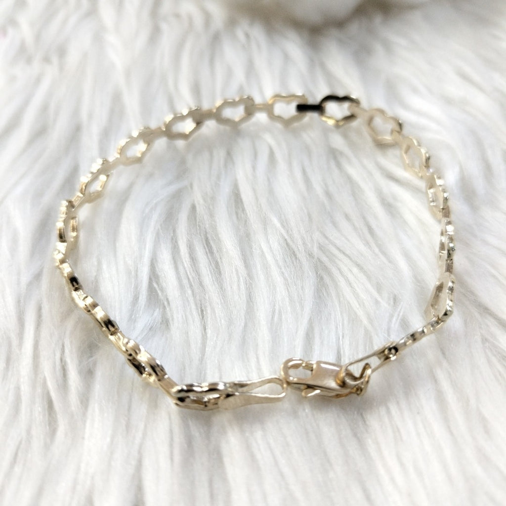 PULSERA ESPECIAL CON CORAZONES 14K 18 CM 4 GR (NUEVO)