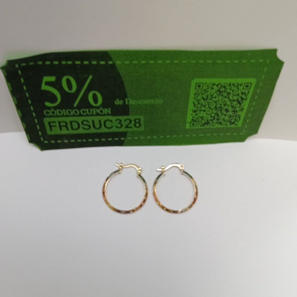 ARETES TEJIDO ARRACADAS BISELADAS COMBINADAS 14K 1.4 GR (NUEVO)