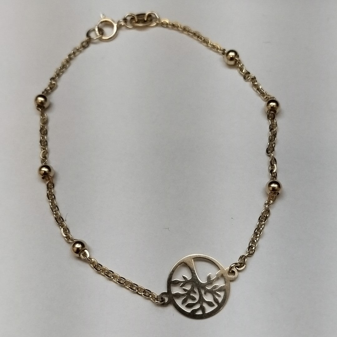 PULSERA TEJIDO ESPECIAL ARBOL 14K 18 CM 1.7 GR (NUEVO)