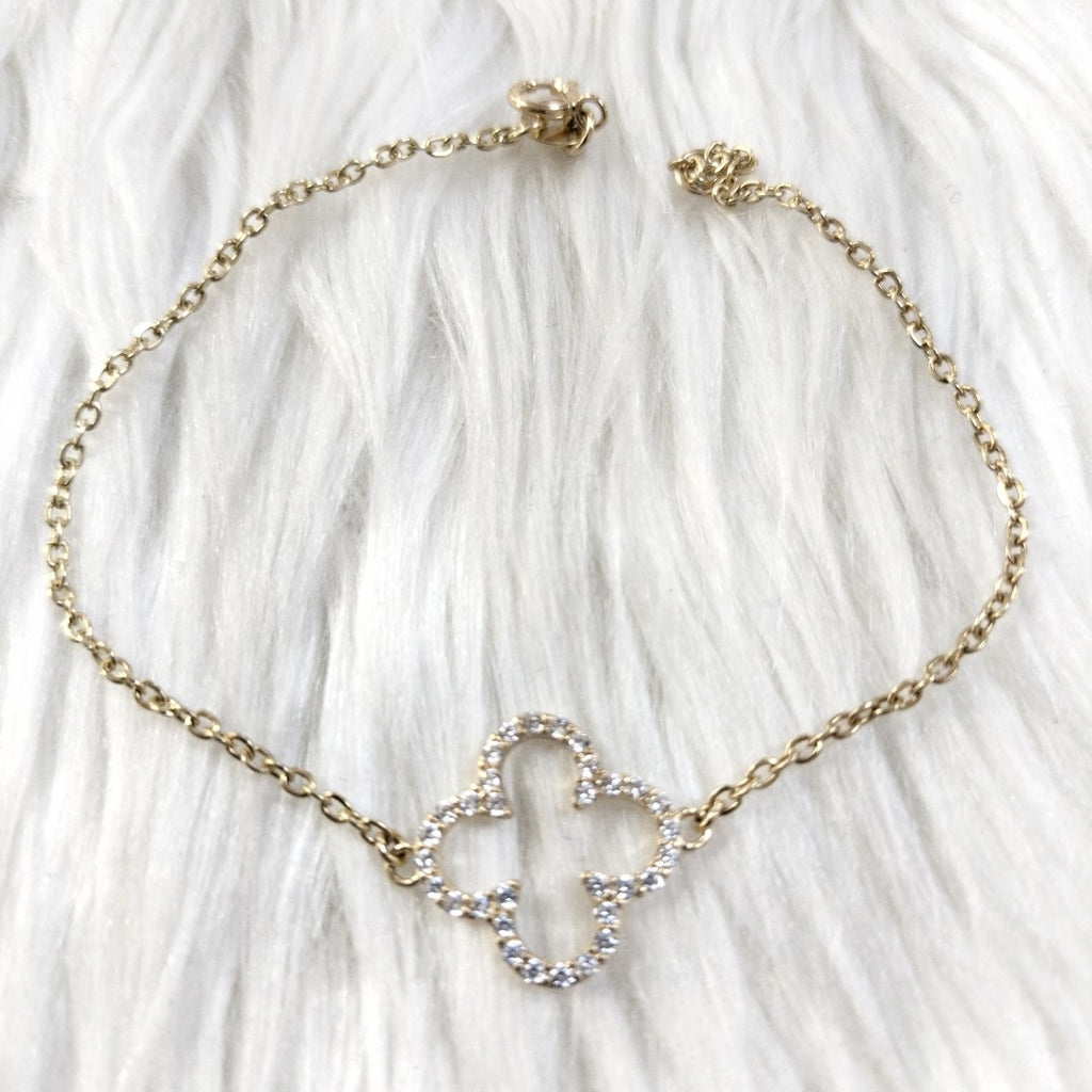 PULSERA TEJIDO ESPECIAL C CIRCONIAS 14K 18 CM 1.8 GR (NUEVO)