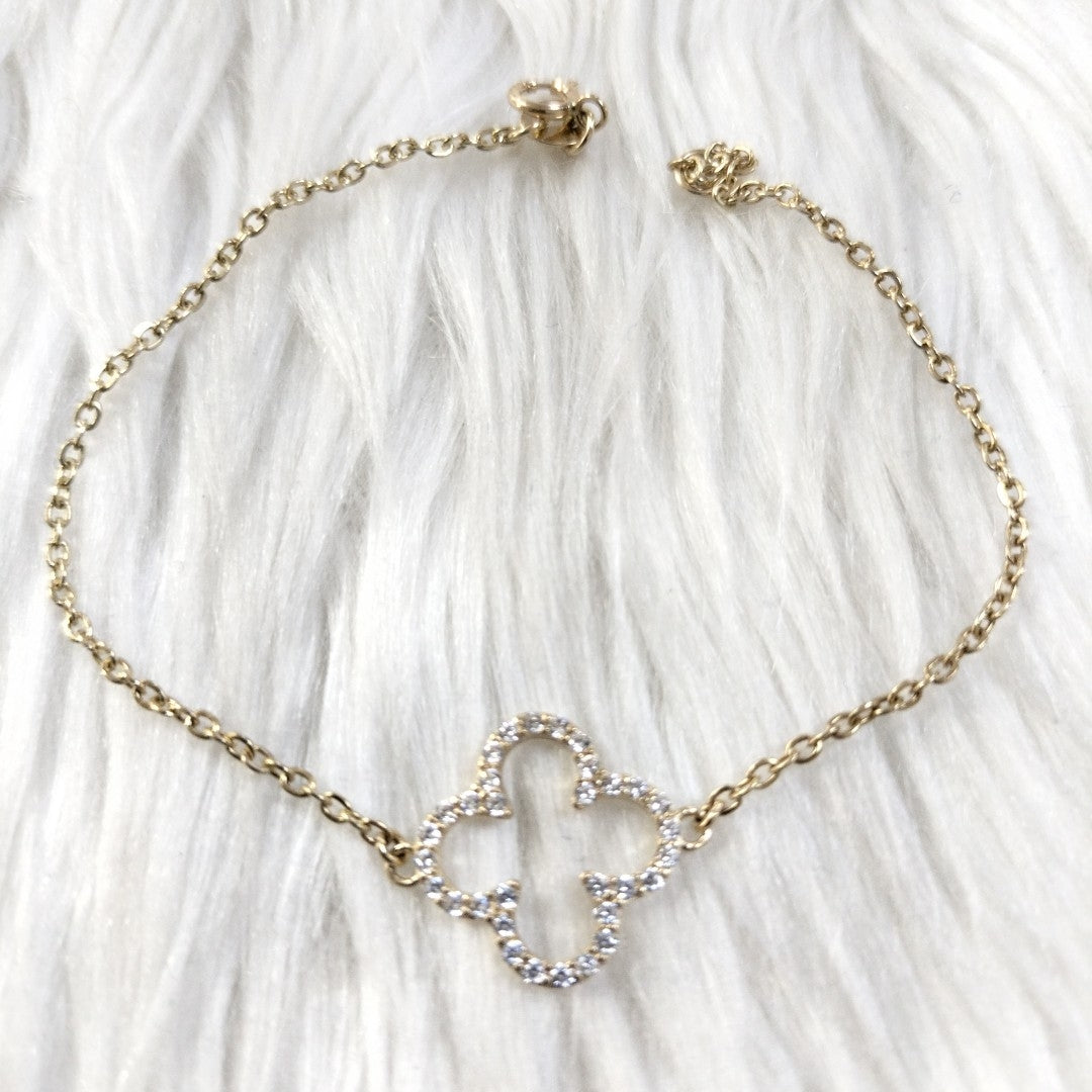 PULSERA TEJIDO ESPECIAL C CIRCONIAS 14K 18 CM 1.8 GR (NUEVO)