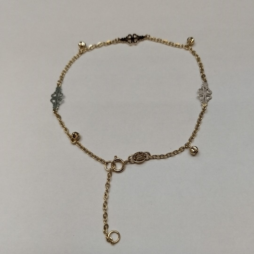 PULSERA ESPECIAL CON TREBOL 14K 18 CM 1.8 GR (NUEVO)