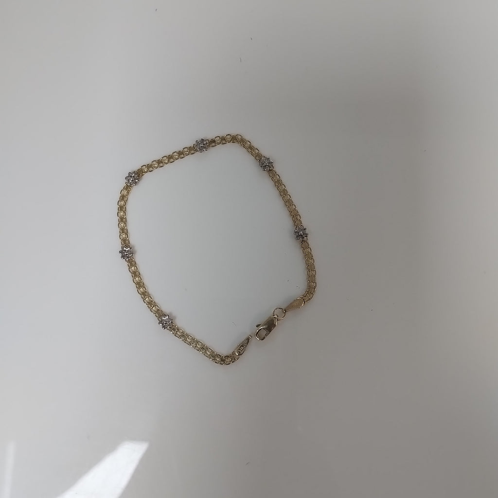 PULSERA ESPECIAL C FLORES 14K 18 CM 3 GR (NUEVO)