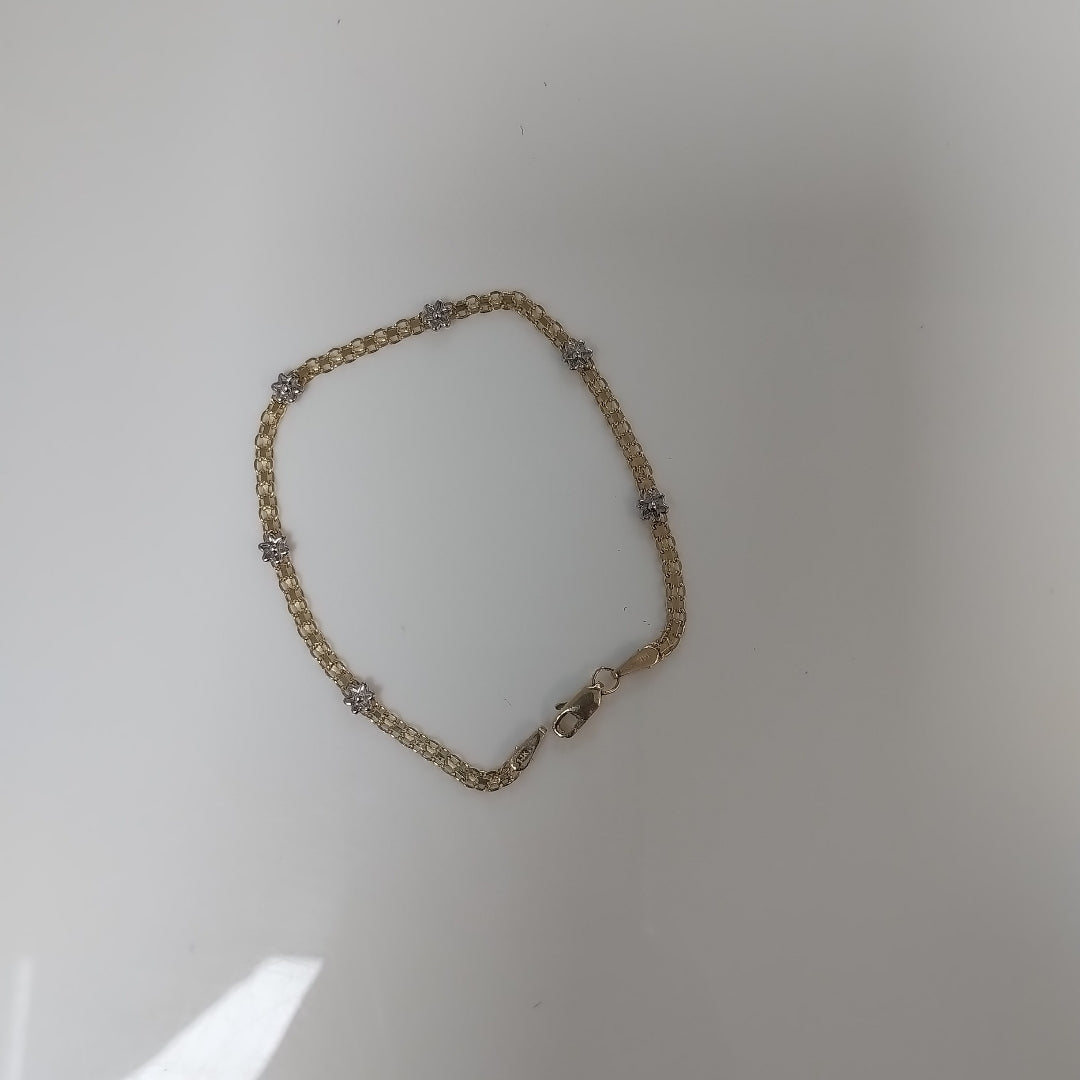 PULSERA ESPECIAL C FLORES 14K 18 CM 3 GR (NUEVO)