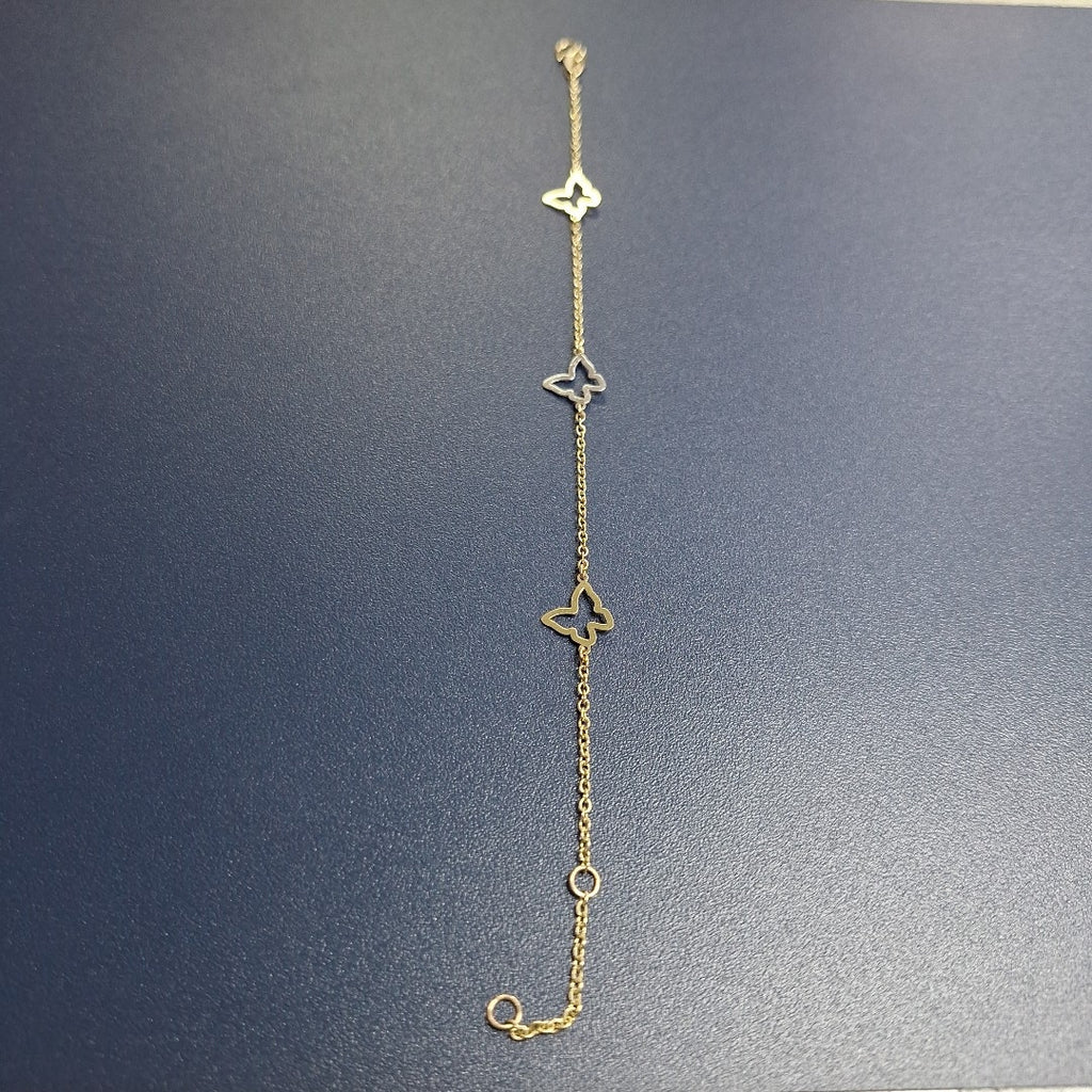 PULSERA ESPECIAL C MARIPOSAS 14K 18 CM 1.7 GR (NUEVO)
