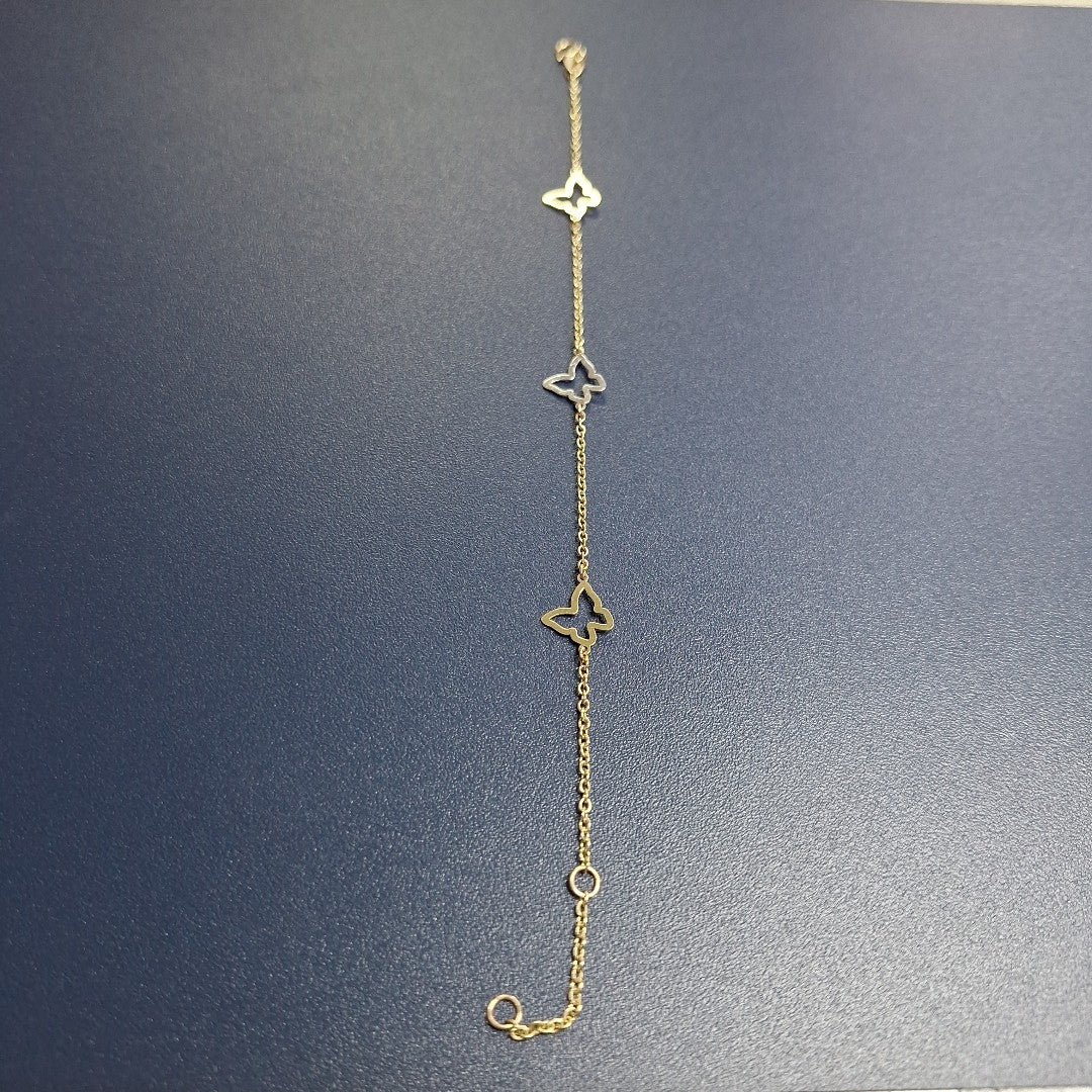 PULSERA ESPECIAL C MARIPOSAS 14K 18 CM 1.7 GR (NUEVO)