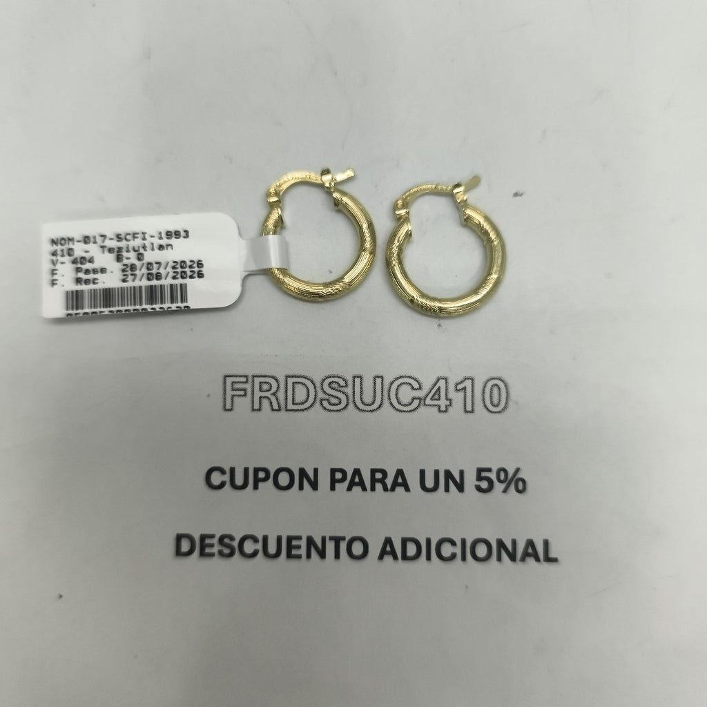 ARETES TEJIDO ARRACADAS CON DISEÑO 14K 2.7 GR (NUEVO)