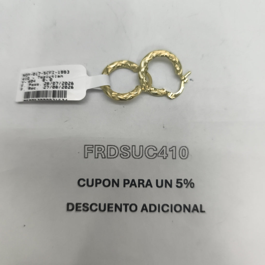 ARETES TEJIDO ARRACADAS ASTRIADAS 14K 2.1 GR (NUEVO)