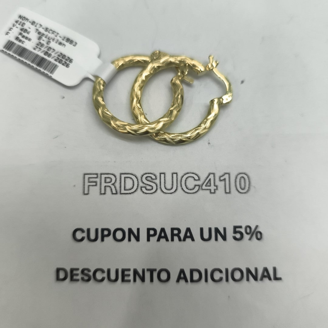 ARETES TEJIDO ARRACADA LABRADA 14K 2.7 GR (NUEVO)