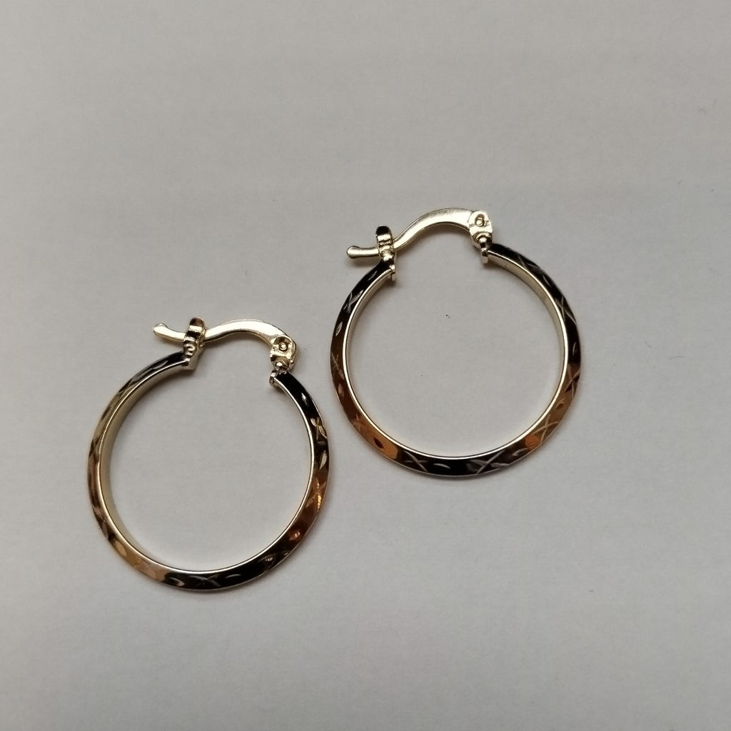 ARETES TEJIDO ARRACADAS BISELADAS COMBINADAS 14K 1.3 GR (NUEVO)