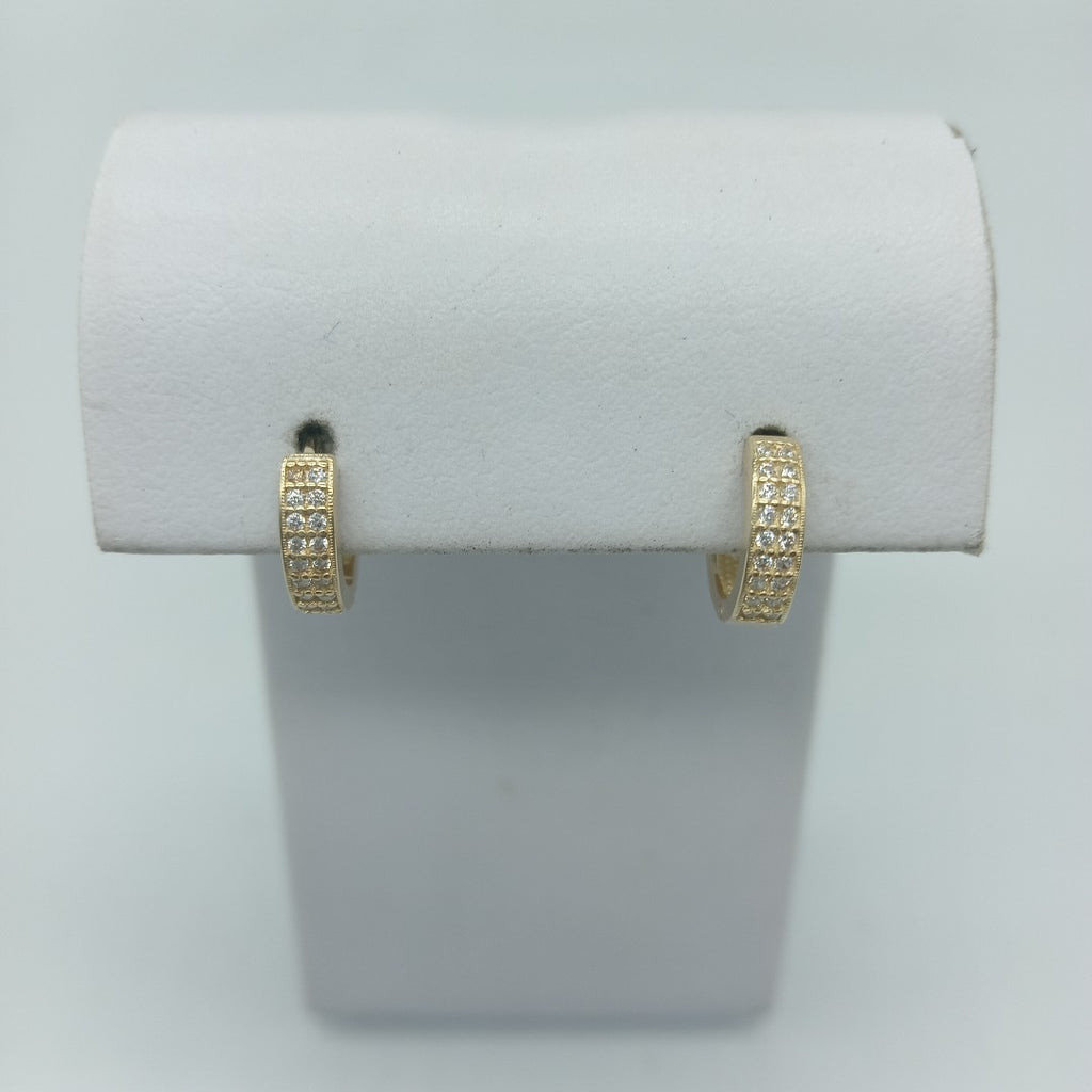 ARETES HUGGIES C CIRCONIAS 14K 2.2 GR (NUEVO)
