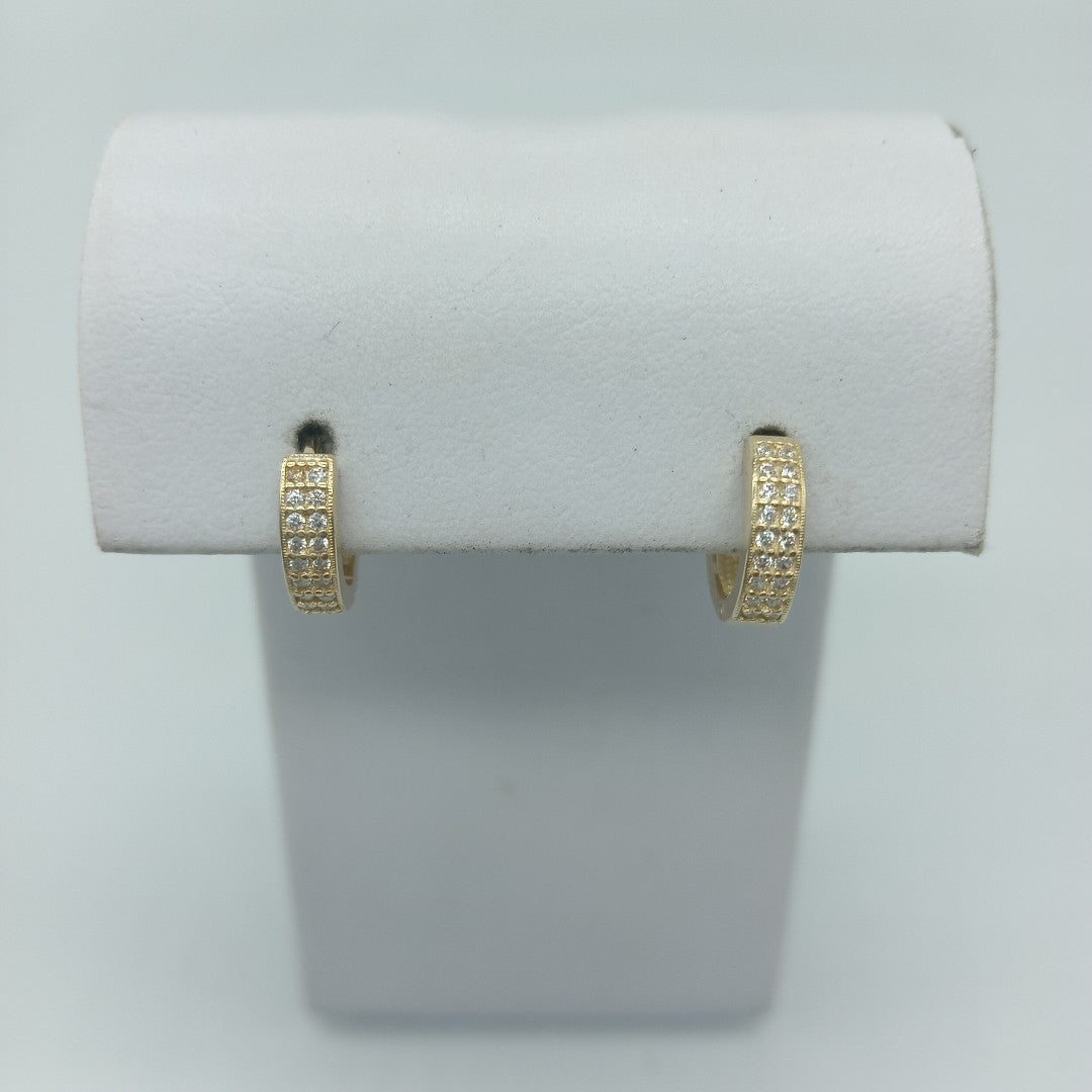 ARETES HUGGIES C CIRCONIAS 14K 2.2 GR (NUEVO)