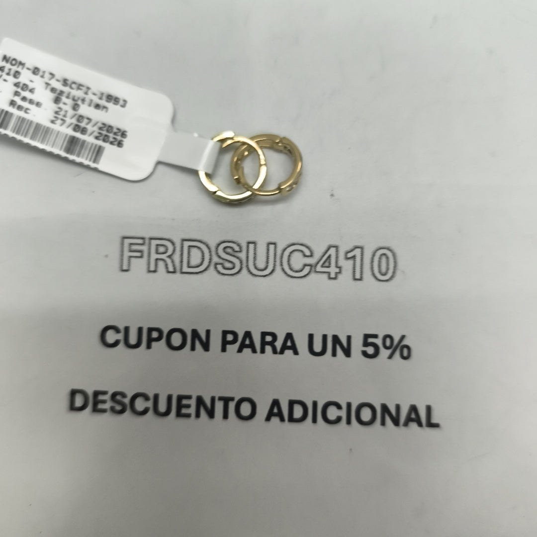 ARETES ARRACADA C CIRCONIAS 14K 1.1 GR (NUEVO)