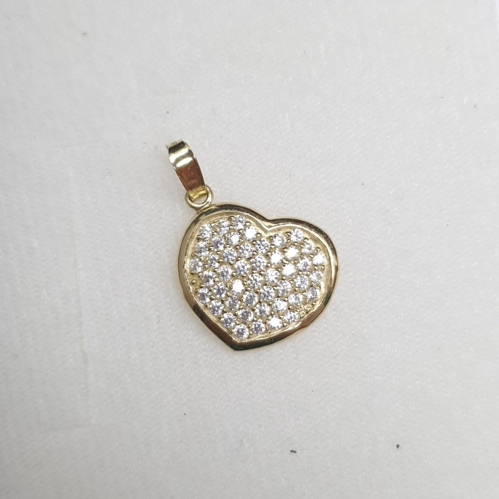 DIJE TEJIDO CORAZON CON CIRCONIAS 14K 1.8 GR (NUEVO)