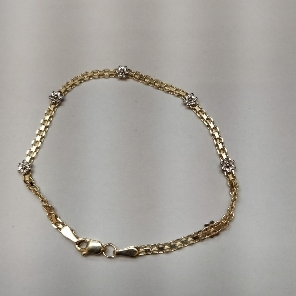 PULSERA ESPECIAL C FLORES 14K 18 CM 2.9 GR (NUEVO)