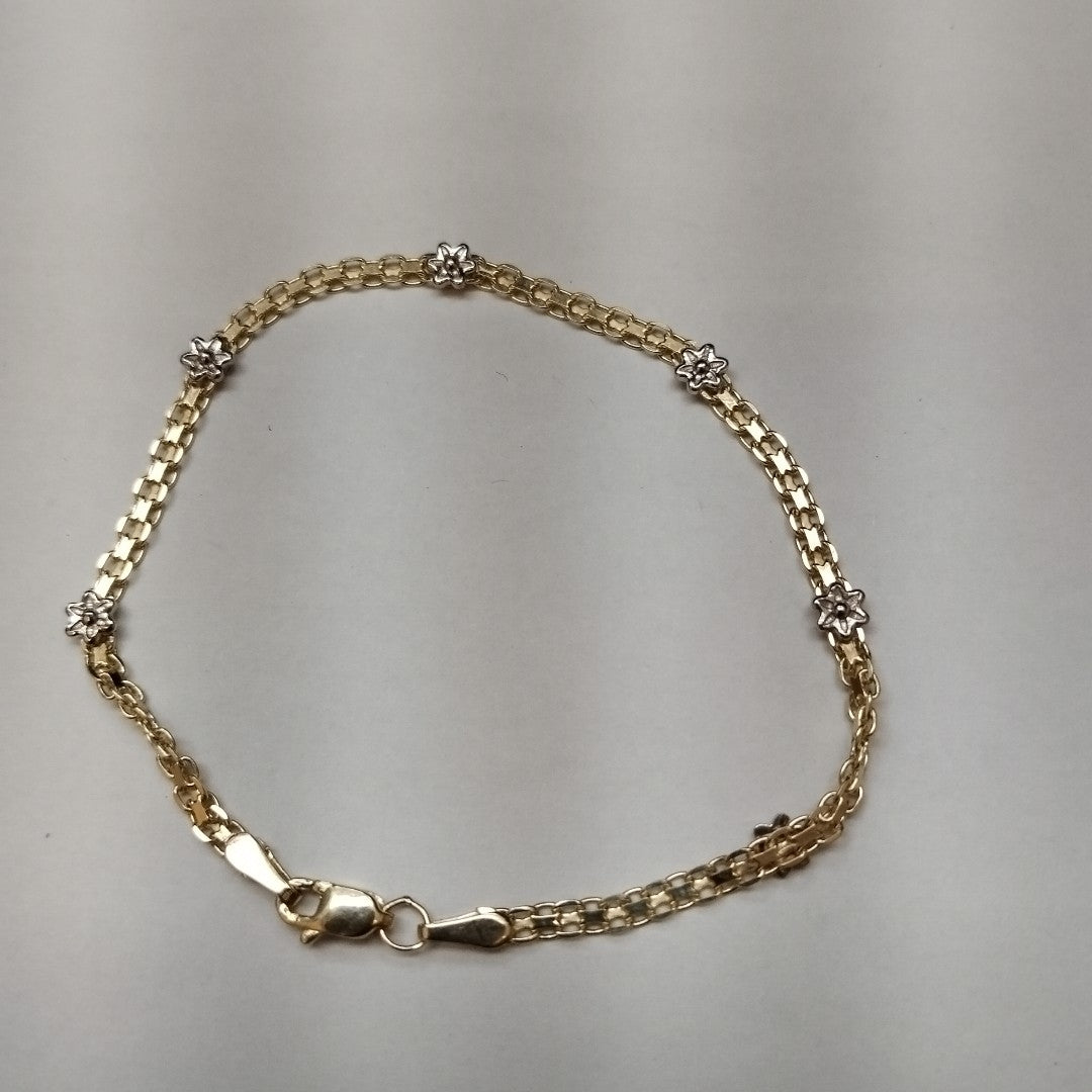 PULSERA ESPECIAL C FLORES 14K 18 CM 2.9 GR (NUEVO)