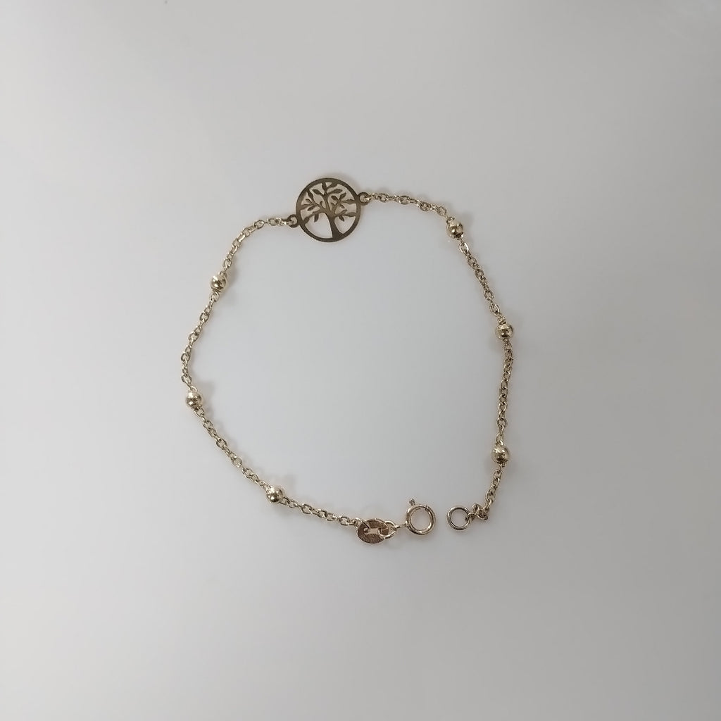 PULSERA TEJIDO ESPECIAL ARBOL 14K 18 CM 1.7 GR (NUEVO)