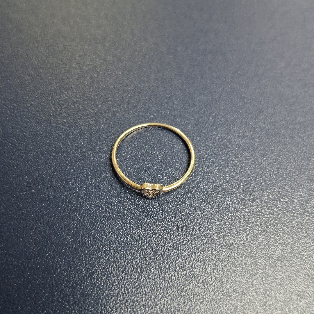 ANILLO ANILLITO CORAZON C CIRCONIA 14K 7 TALLA 0.8 GR (NUEVO)