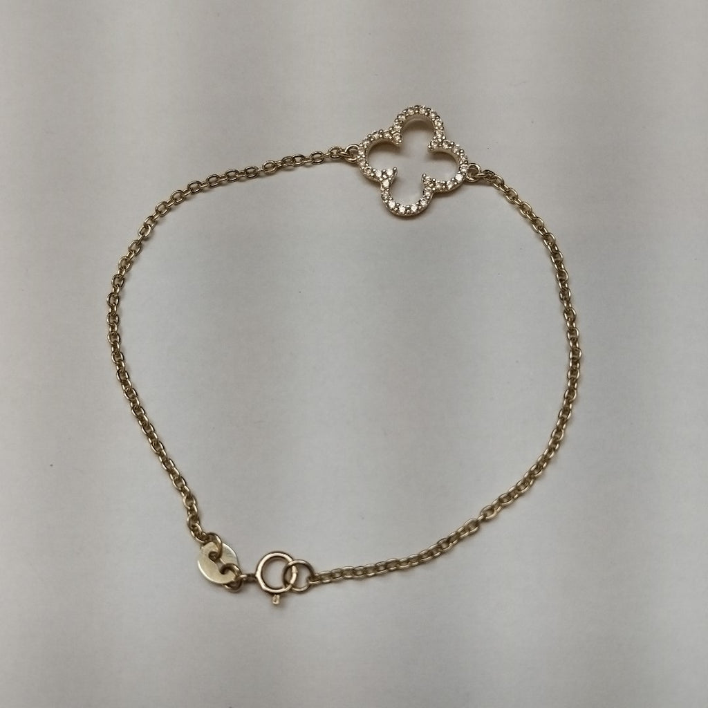 PULSERA TEJIDO ESPECIAL C CIRCONIAS 14K 18 CM 1.8 GR (NUEVO)