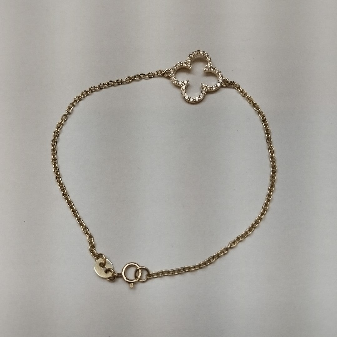 PULSERA TEJIDO ESPECIAL C CIRCONIAS 14K 18 CM 1.8 GR (NUEVO)