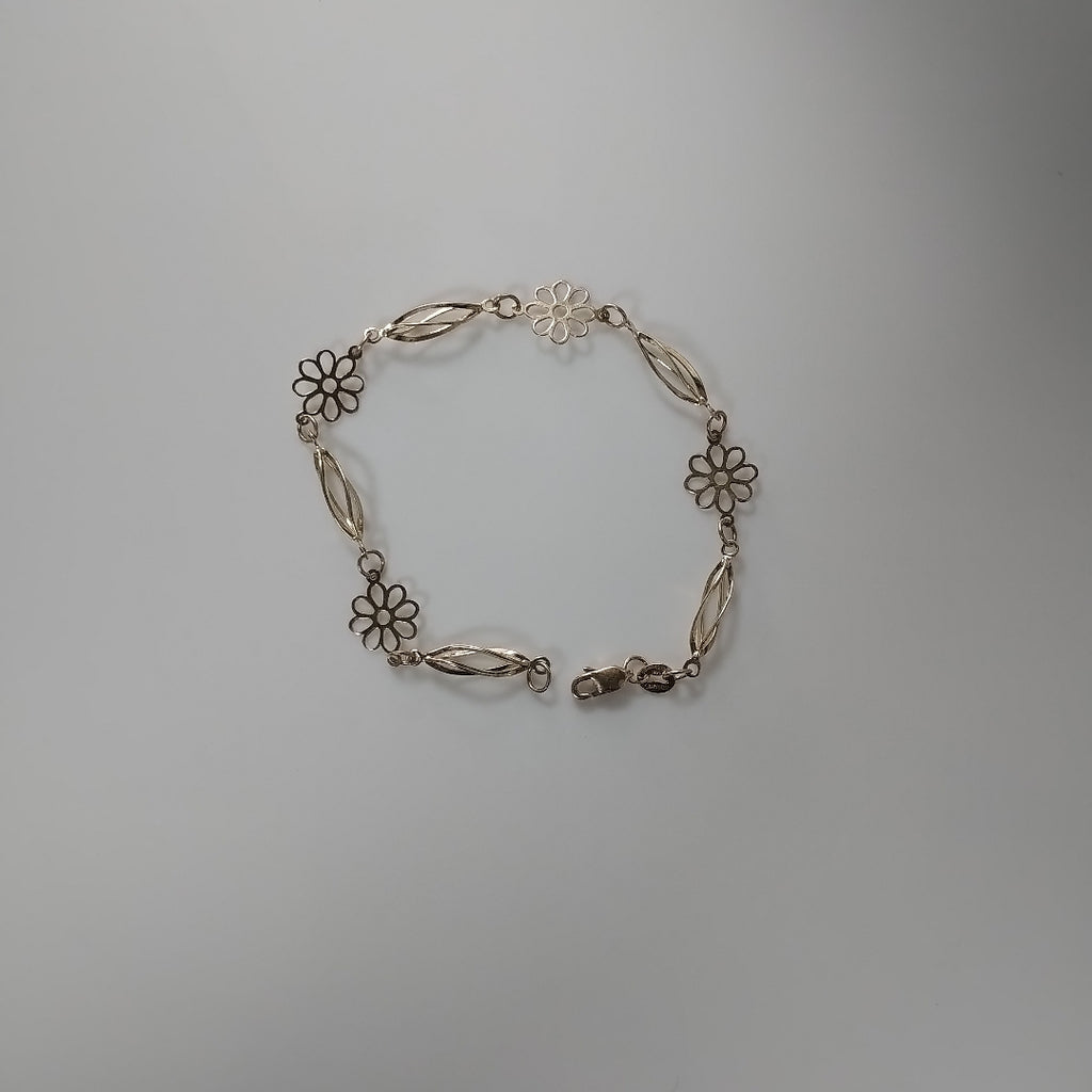 PULSERA ESPECIAL CON FLORES 14K 18 CM 2.7 GR (NUEVO)