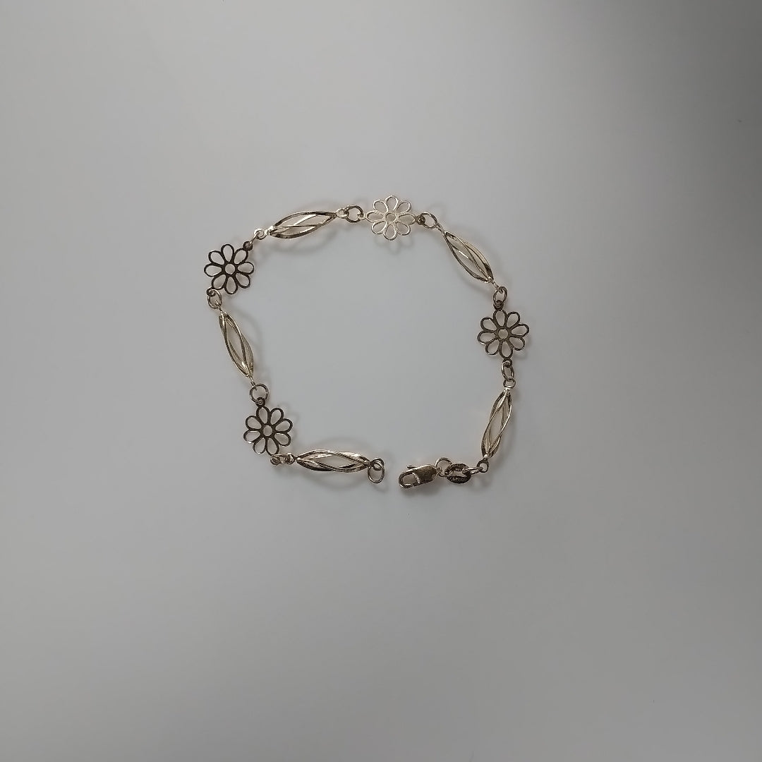 PULSERA ESPECIAL CON FLORES 14K 18 CM 2.7 GR (NUEVO)