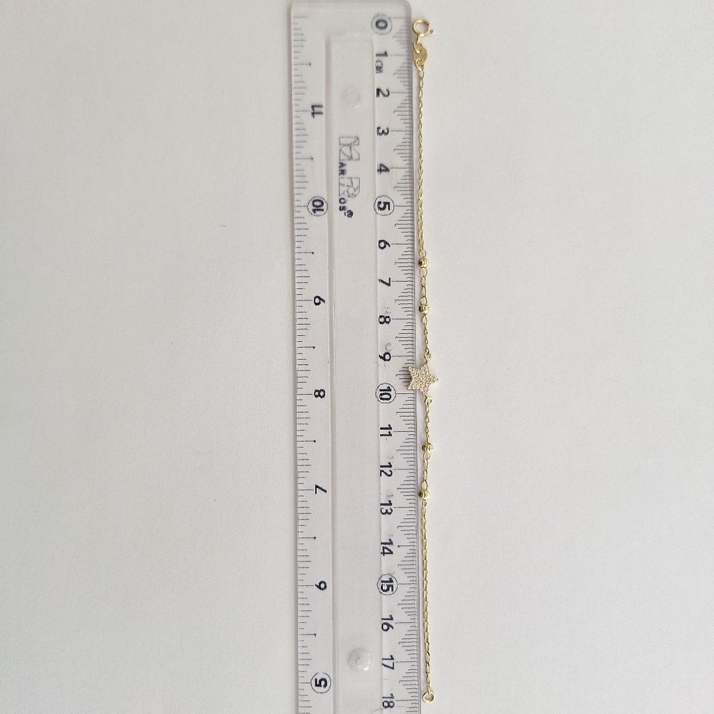 PULSERA ESPECIAL CON ESTRELLA Y CIRCONIAS 14K 18 CM 1.5 GR (NUEVO)