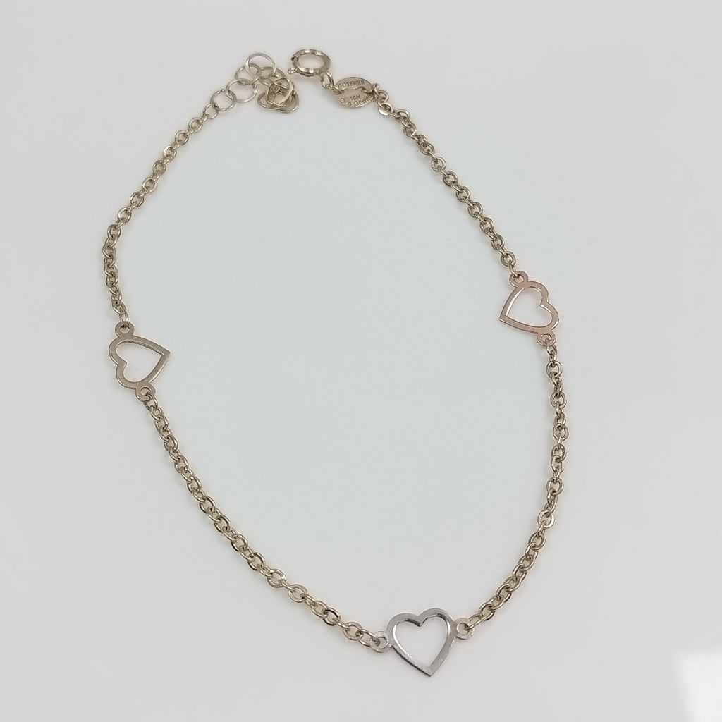 PULSERA ESPECIAL CON CORAZONES 10K 18 CM 1.2 GR (NUEVO)