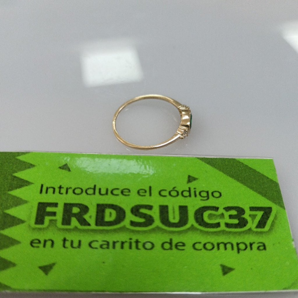 ANILLOS TEJIDO ANILLITO C CIRCONIAS Y PIEDRA VERDE 14K 8 1.2 GR (NUEVO)