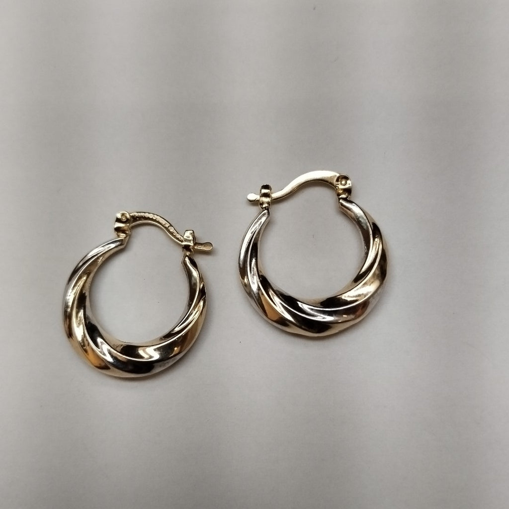 ARETES TEJIDO ARRACADA TRENZADA COMBINADA 14K 1.8 GR (NUEVO)