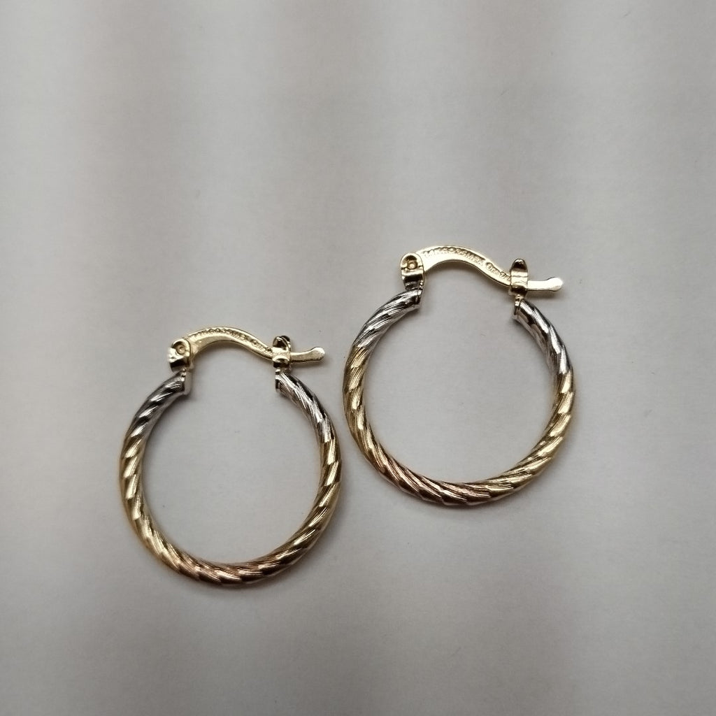 ARETES TEJIDO ARRACADAS TZL COMBINADAS 14K 1.8 GR (NUEVO)