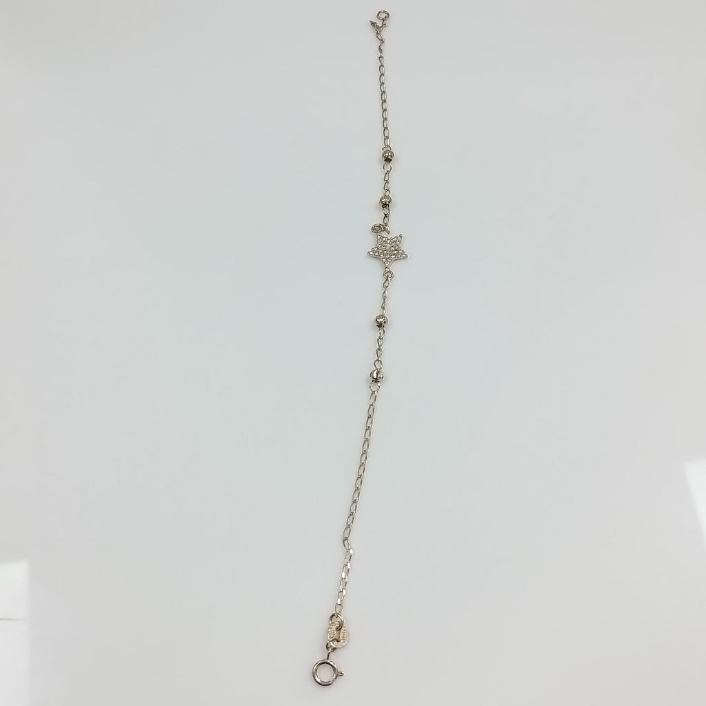 PULSERA ESPECIAL CON ESTRELLA Y CIRCONIAS 14K 18 CM 1.5 GR (NUEVO)