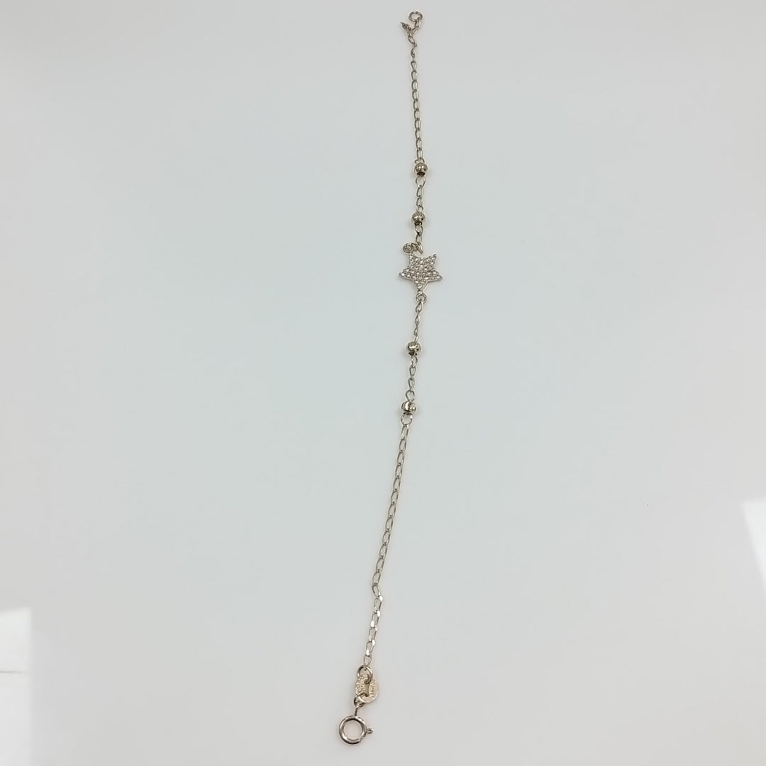 PULSERA ESPECIAL CON ESTRELLA Y CIRCONIAS 14K 18 CM 1.5 GR (NUEVO)