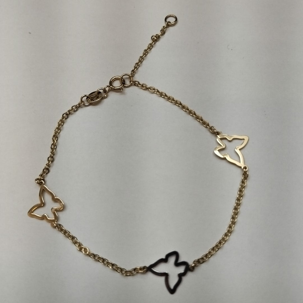PULSERA ESPECIAL C MARIPOSAS 14K 18 CM 1.7 GR (NUEVO)