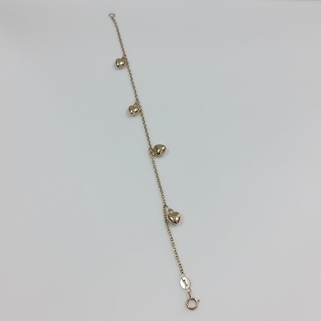 PULSERA ESP CON FIG CORAZONES 14K 18 CM 1.8 GR (NUEVO)
