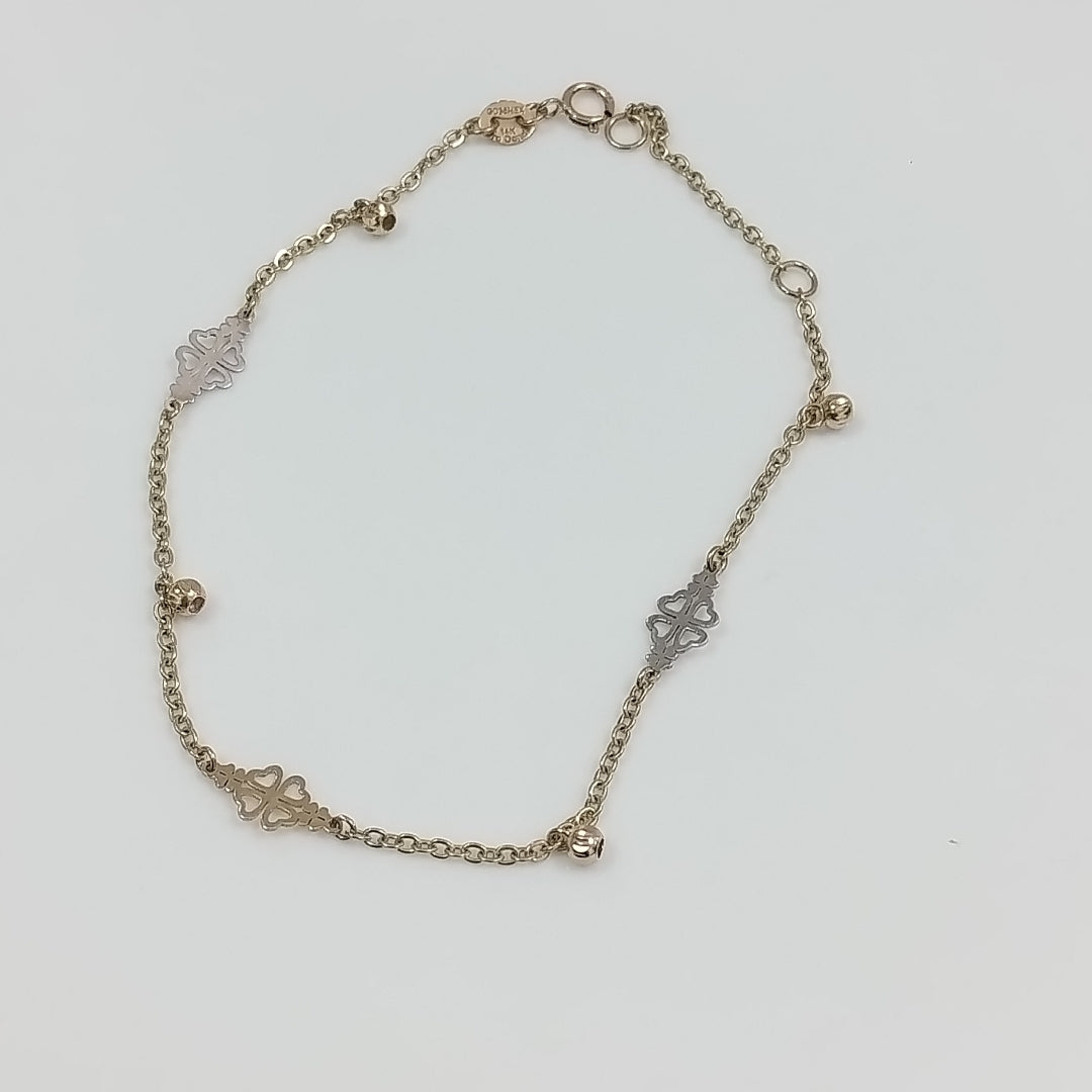 PULSERA ESPECIAL CON TREBOL 14K 18 CM 1.9 GR (NUEVO)