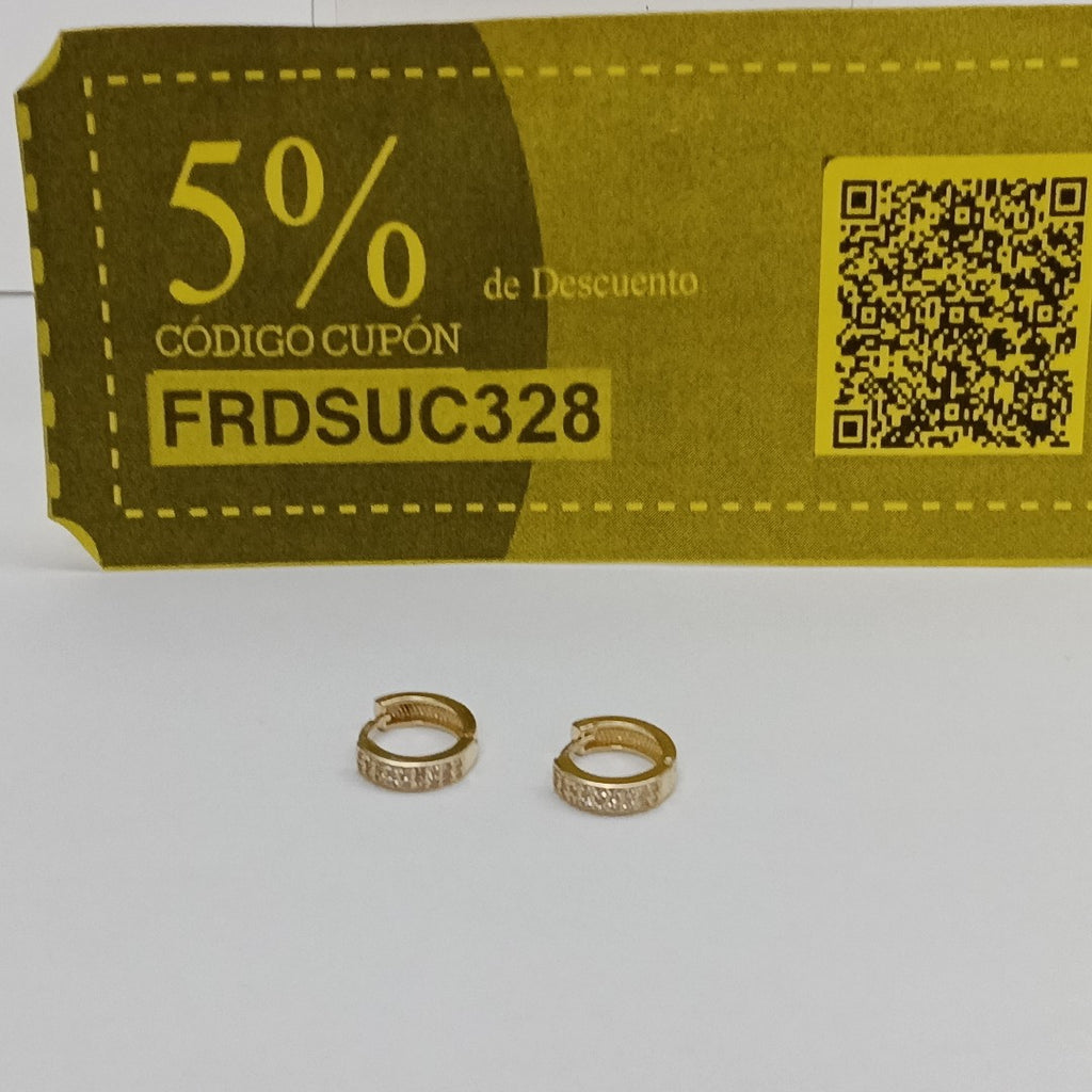 ARETES HUGGIES C CIRCONIAS 14K 2.2 GR (NUEVO)
