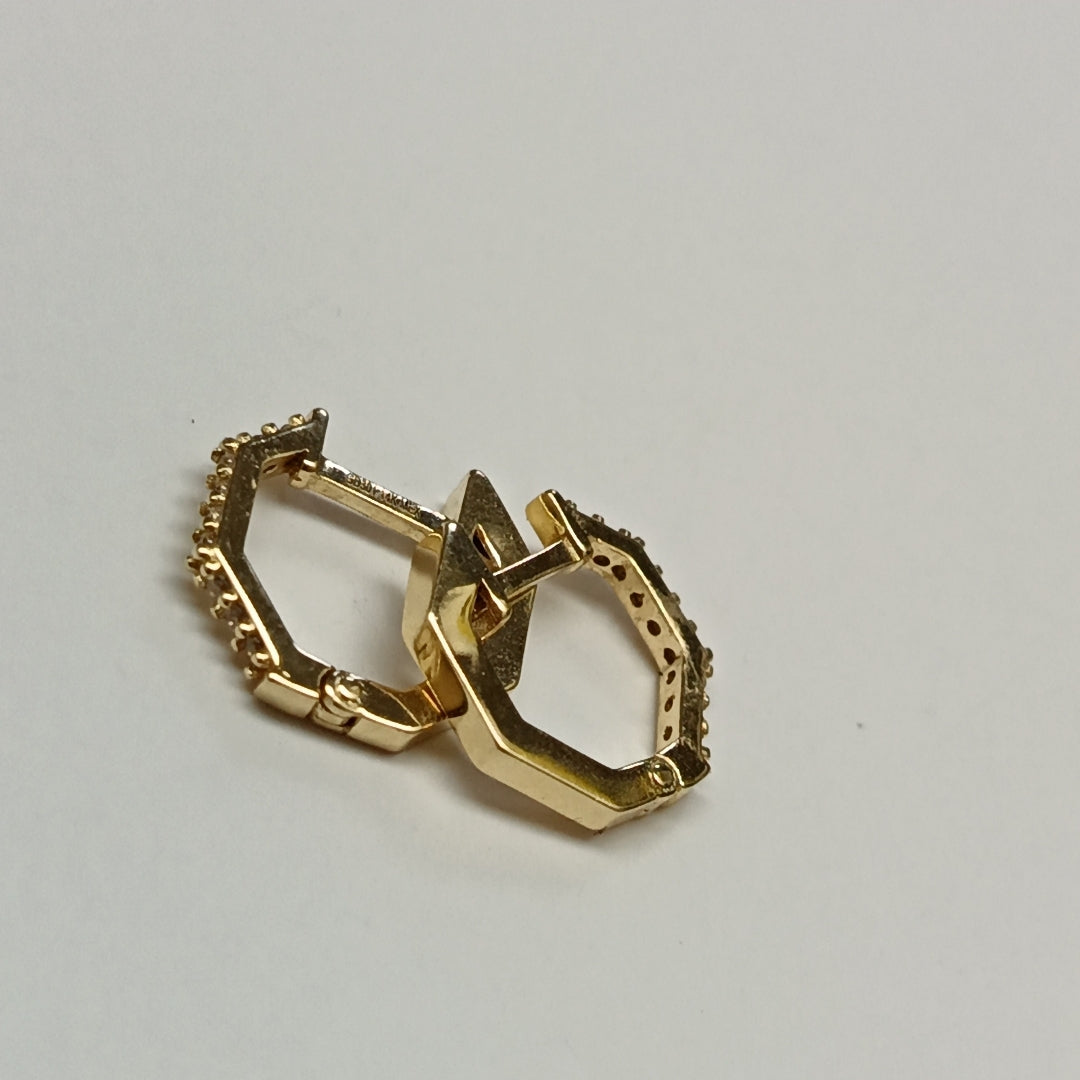 ARETES HUGGIES C CIRCONIAS 14K 1.7 GR (NUEVO)
