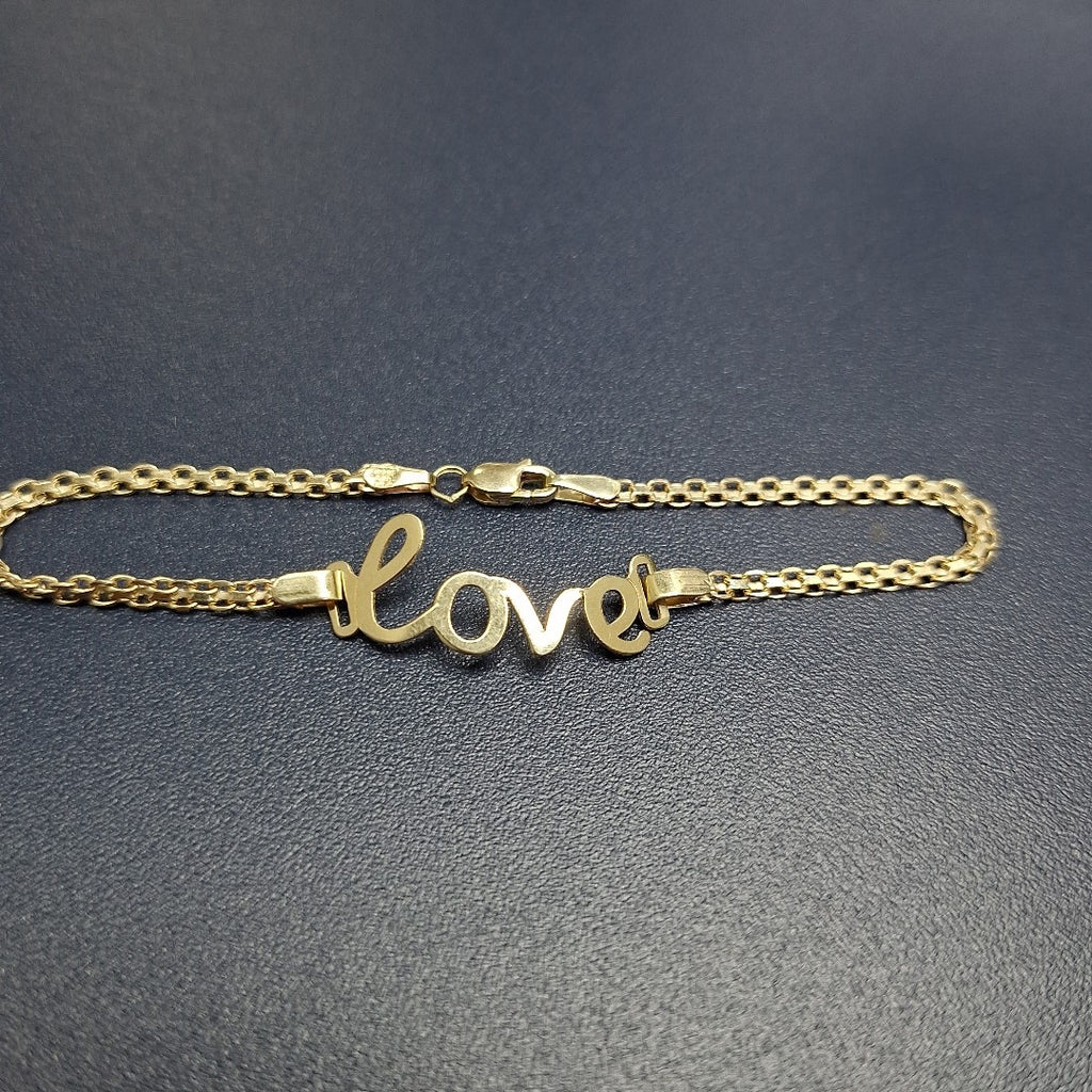 PULSERA ESCLAVA GRABADA LOVE 10K 18 CM 2.7 GR (NUEVO)