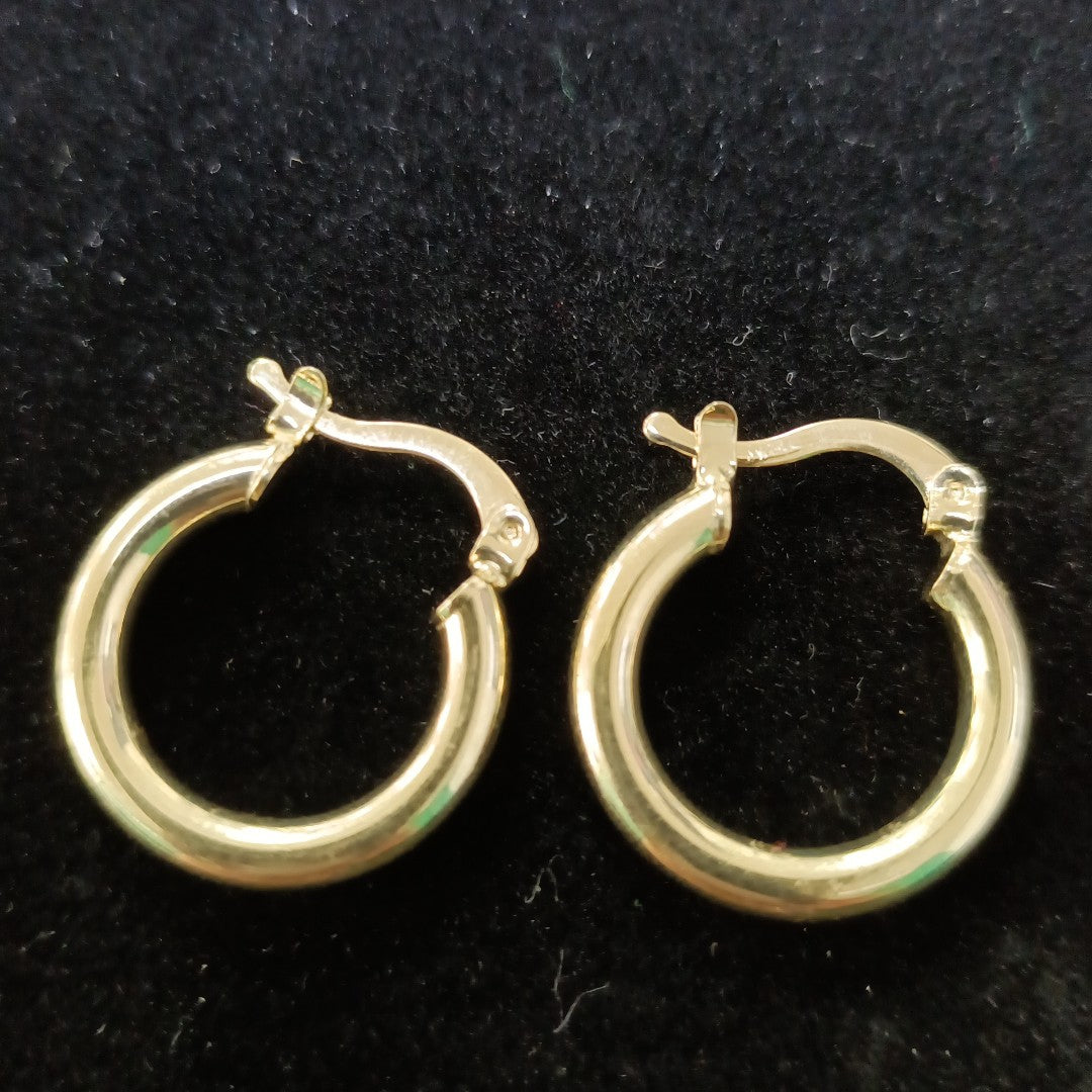 ARETES TEJIDO ARRACADAS LISAS 14K 1.6 GR (NUEVO)